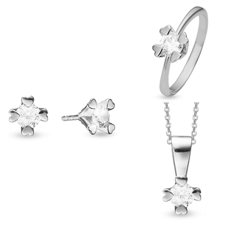 14 kt hvidguld smykkesæt, Mary serien by Aagaard med ialt 4,00 ct labgrown diamanter